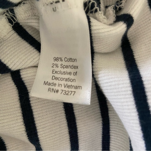 Lauren Conrad Navy and White Striped Henley Top. - Picture 3 of 6